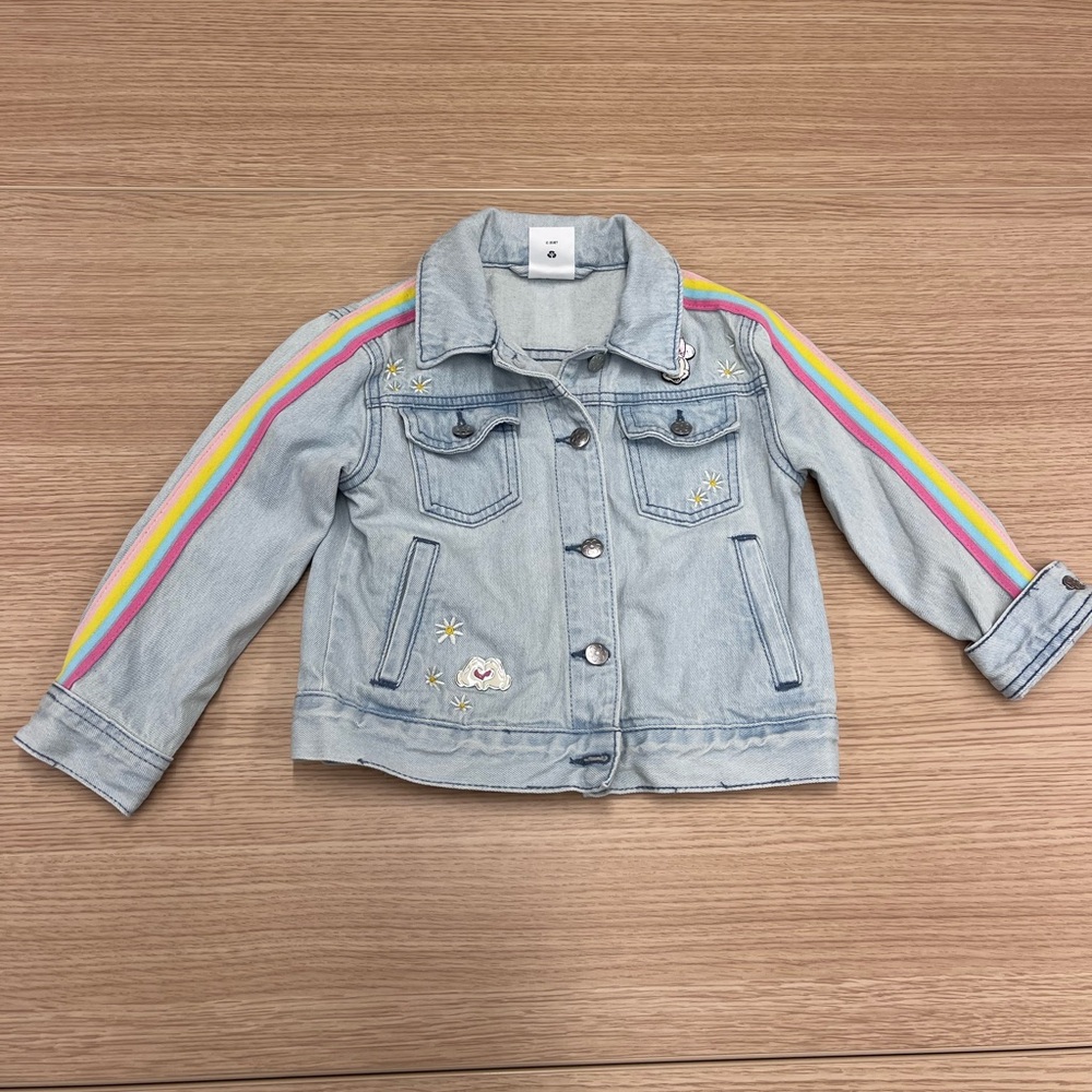 Disney Toddler Girl’s Minnie Mouse Sequin Pendant Trucker Denim Jacket Size 4